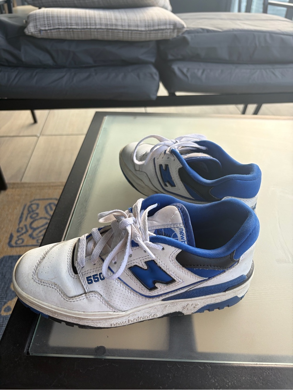New Balance White and Blue 550 Men’s Casual Sneakers